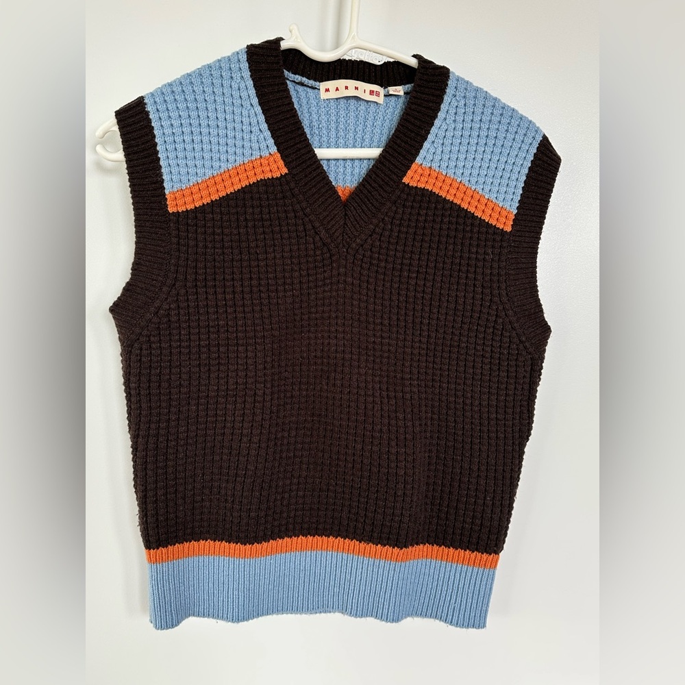 Marni Brown and Blue Knit Vest